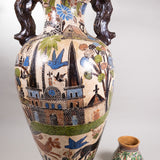 Balbino Lucano attr. - Vintage Tlaquepaque Jalisco Mexican Petatillo Floor Vase with Handles